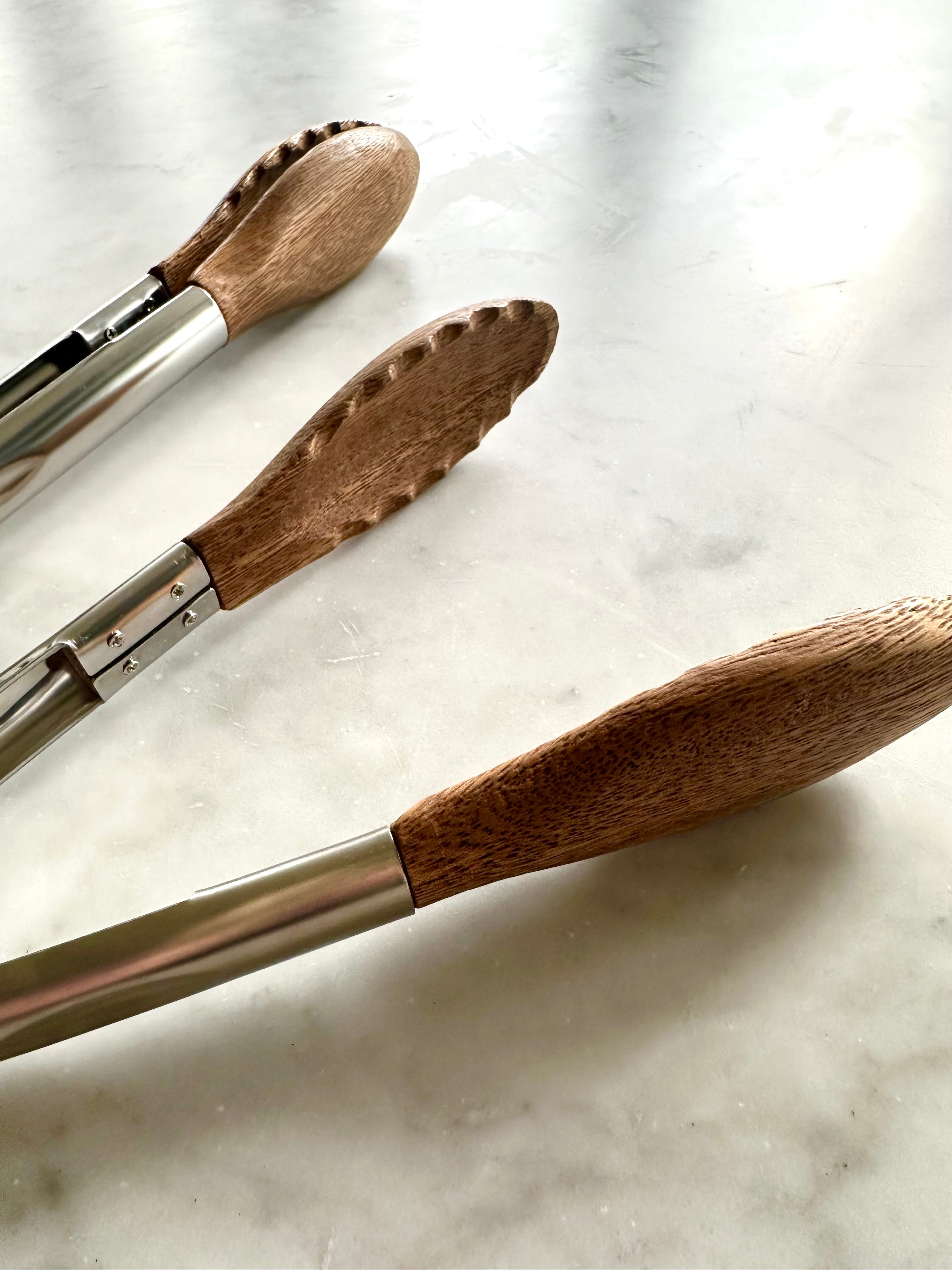Carmel Acacia Wood Kitchen Tongs - 12" & 15" Set