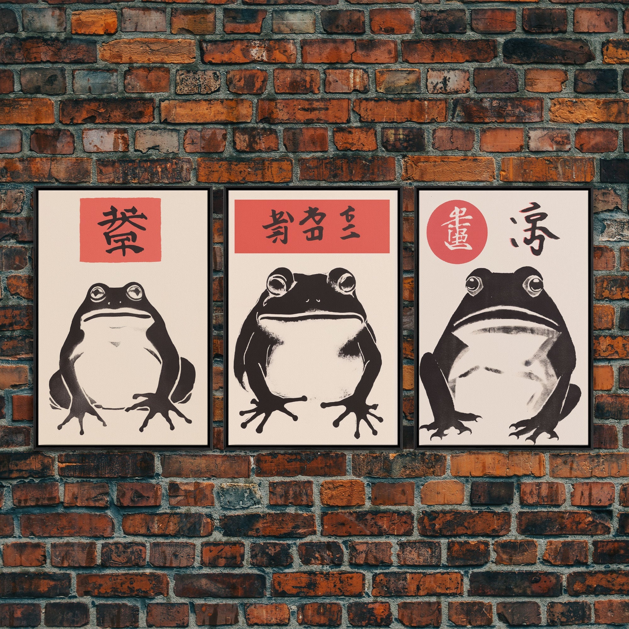 Japanese Set of 3 Frog Prints, Japanese Prints, Vintage Art, Japanese Frog, Matsumoto Hoji  Inspired Wall Decor, Modern Art, Wabi Sabi