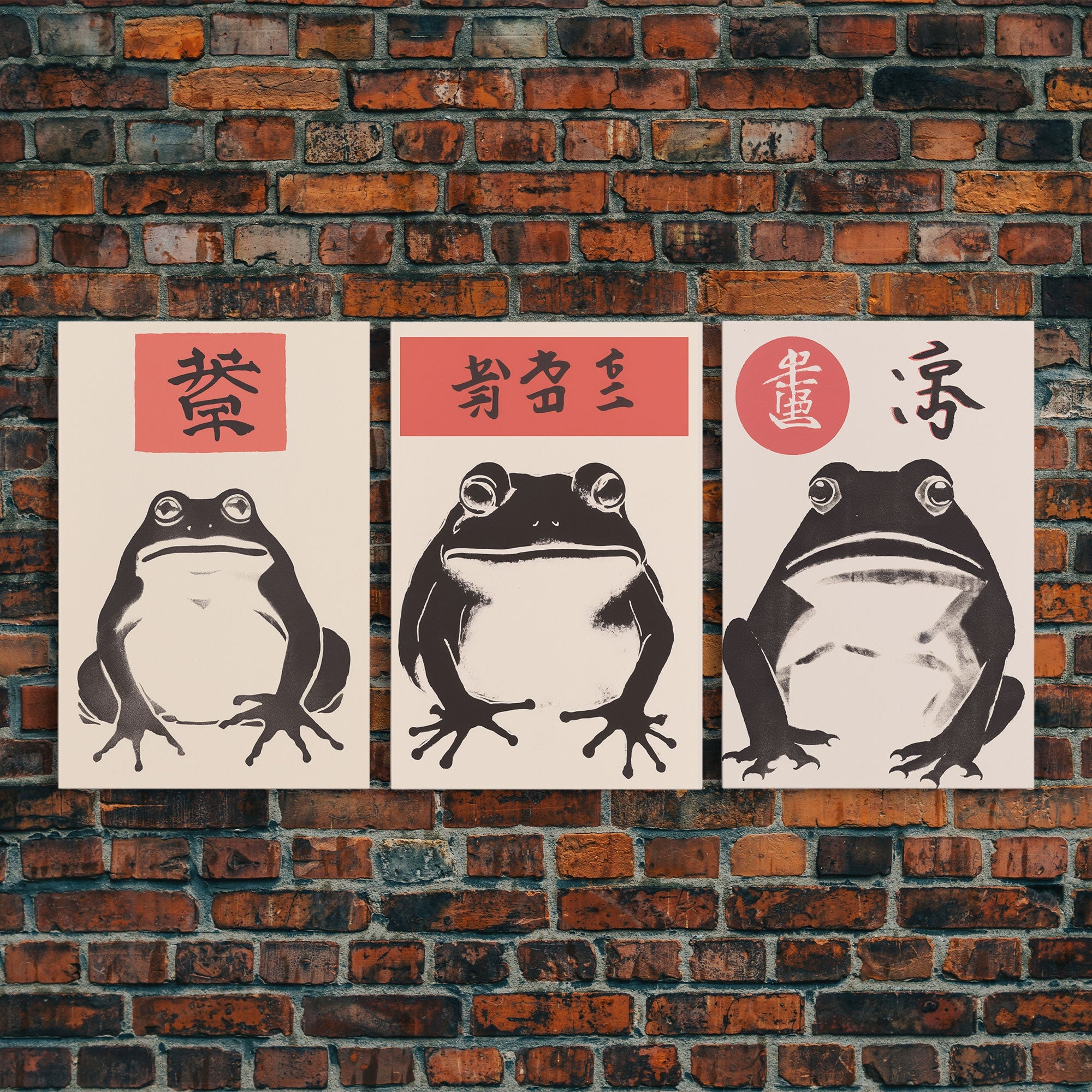 Japanese Set of 3 Frog Prints, Japanese Prints, Vintage Art, Japanese Frog, Matsumoto Hoji  Inspired Wall Decor, Modern Art, Wabi Sabi