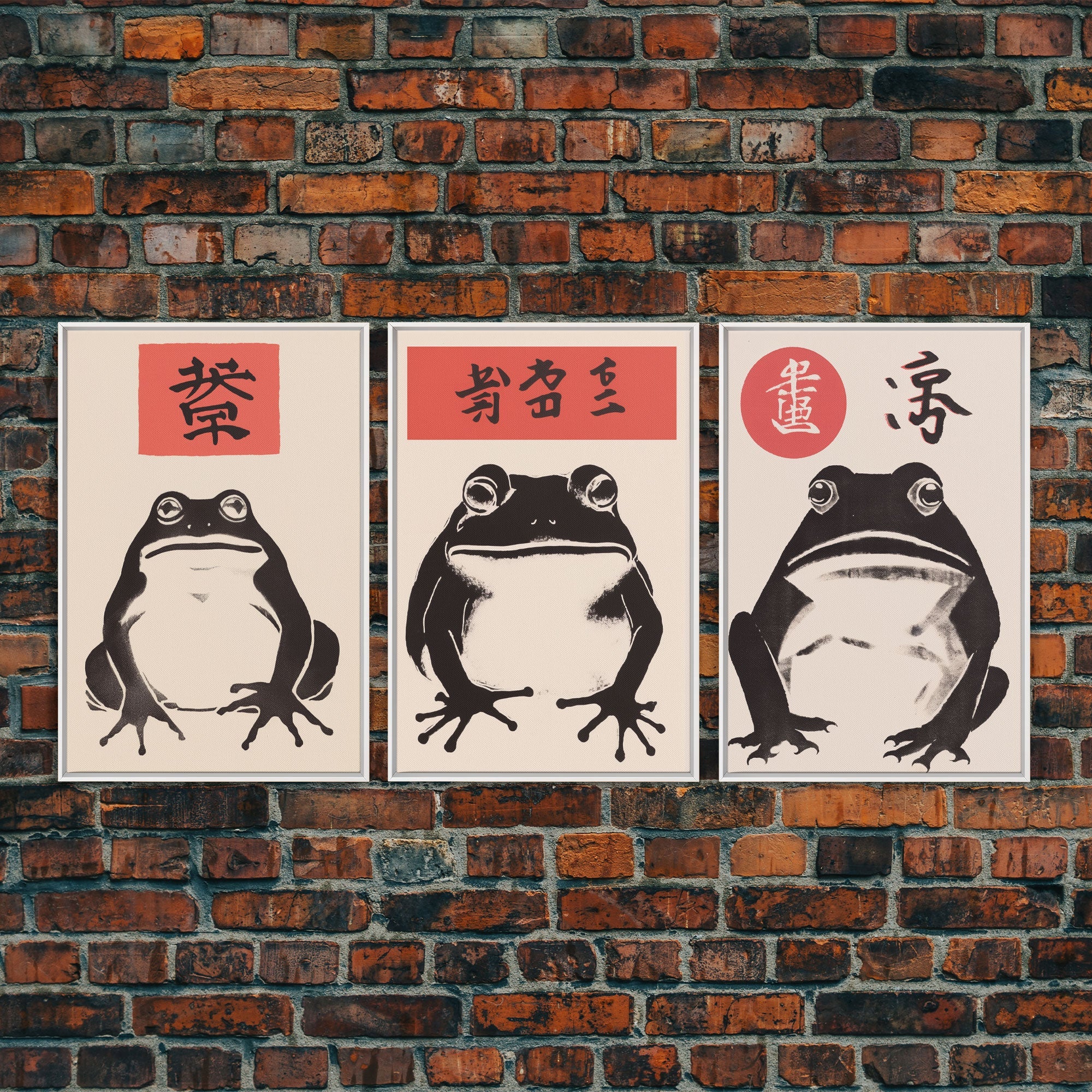 Japanese Set of 3 Frog Prints, Japanese Prints, Vintage Art, Japanese Frog, Matsumoto Hoji  Inspired Wall Decor, Modern Art, Wabi Sabi