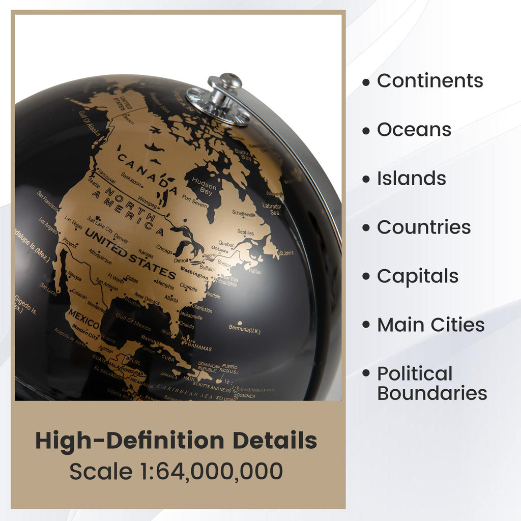 8" World Globe Modern Decorative Tabletop Earth Globe