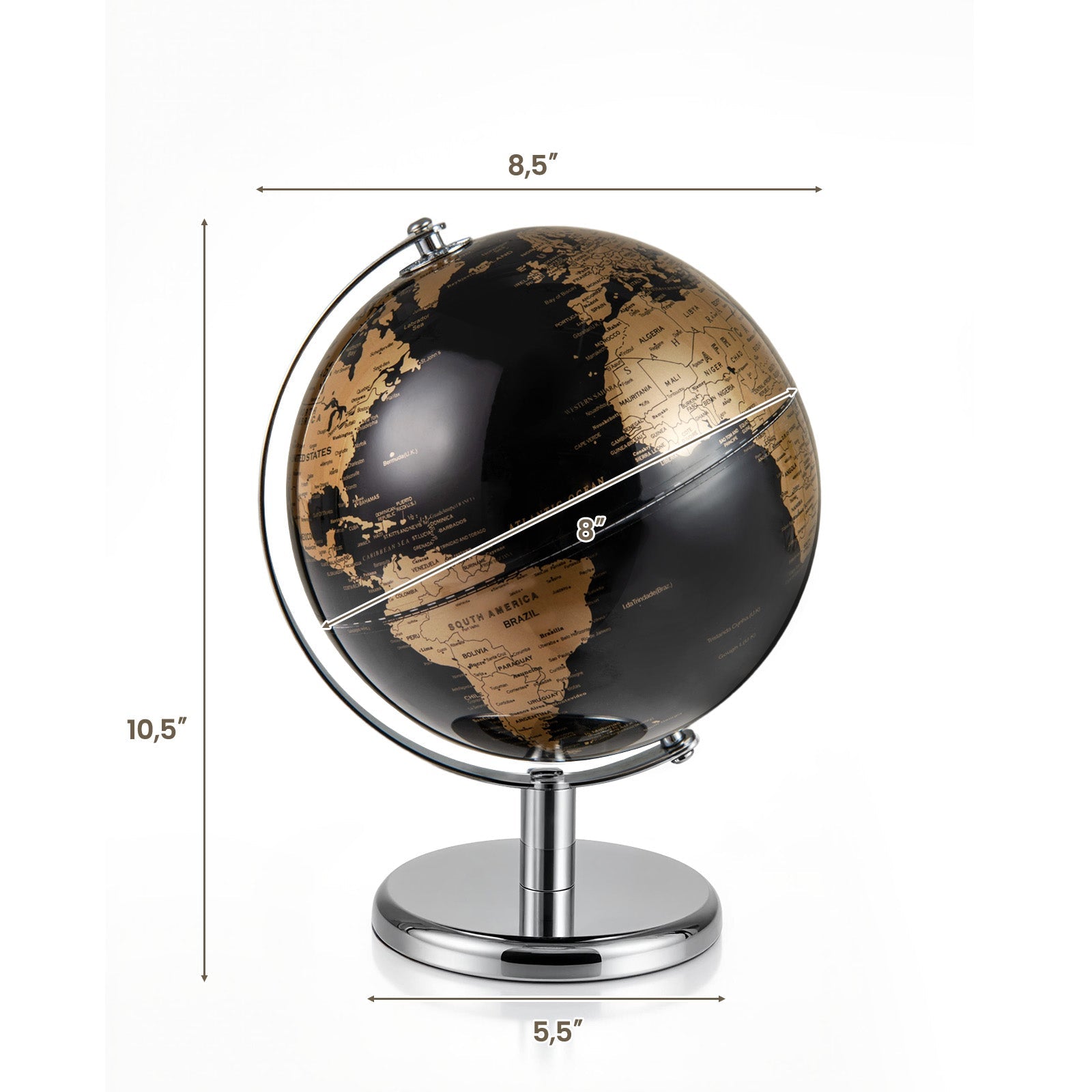 8" World Globe Modern Decorative Tabletop Earth Globe