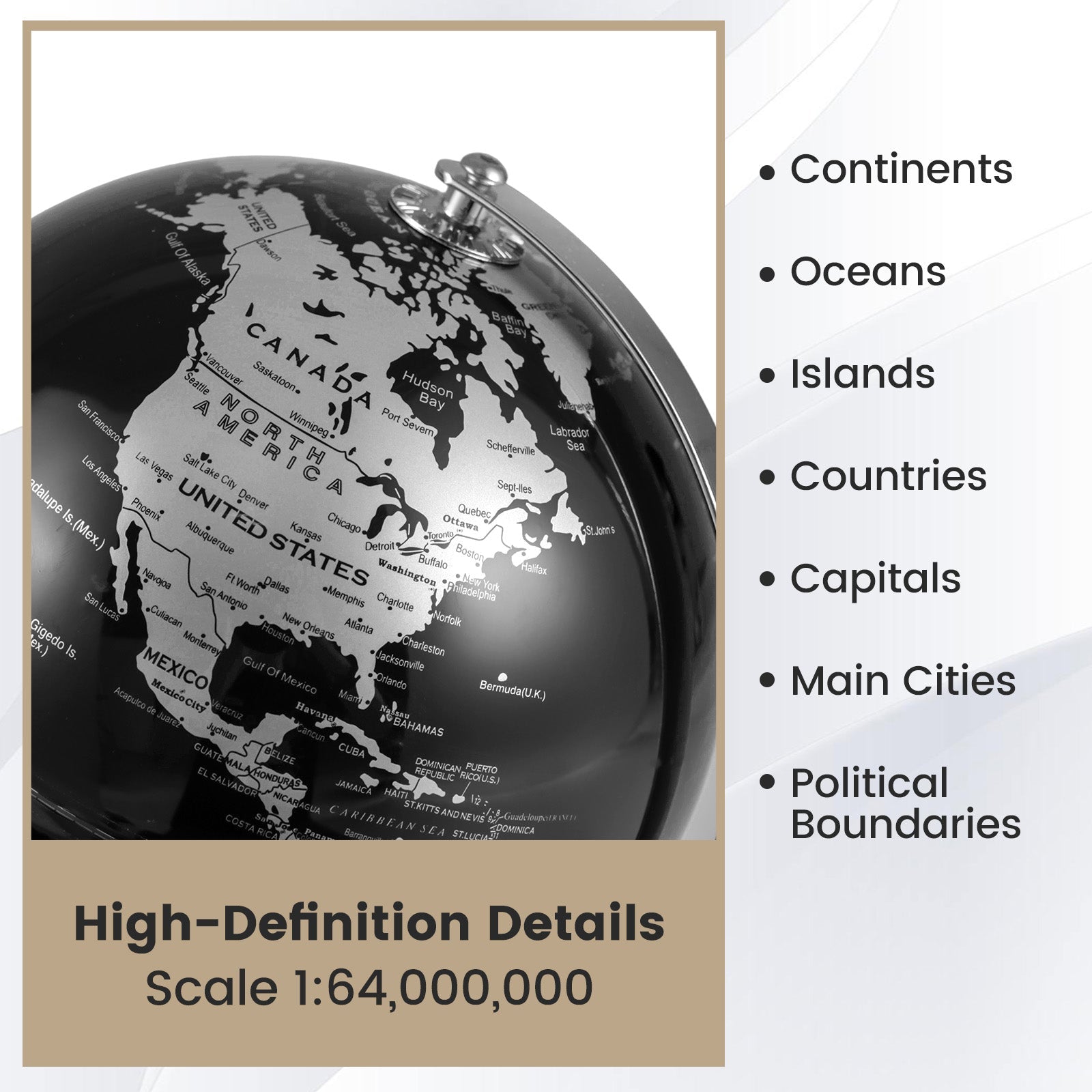 8" World Globe Modern Decorative Tabletop Earth Globe