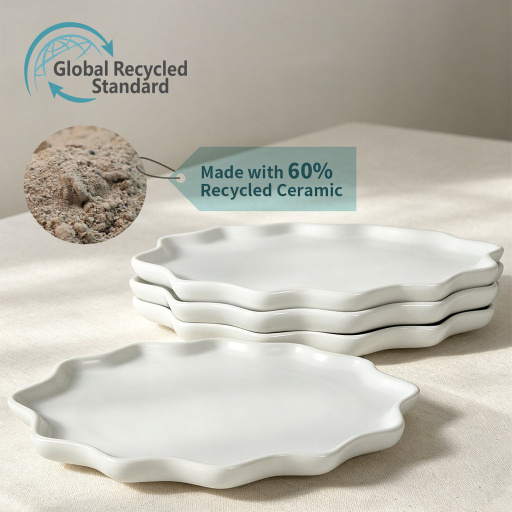 BosilunLife Bring Nature Inside Dinner Plate Recycled Eco-Clay 4-pcs set