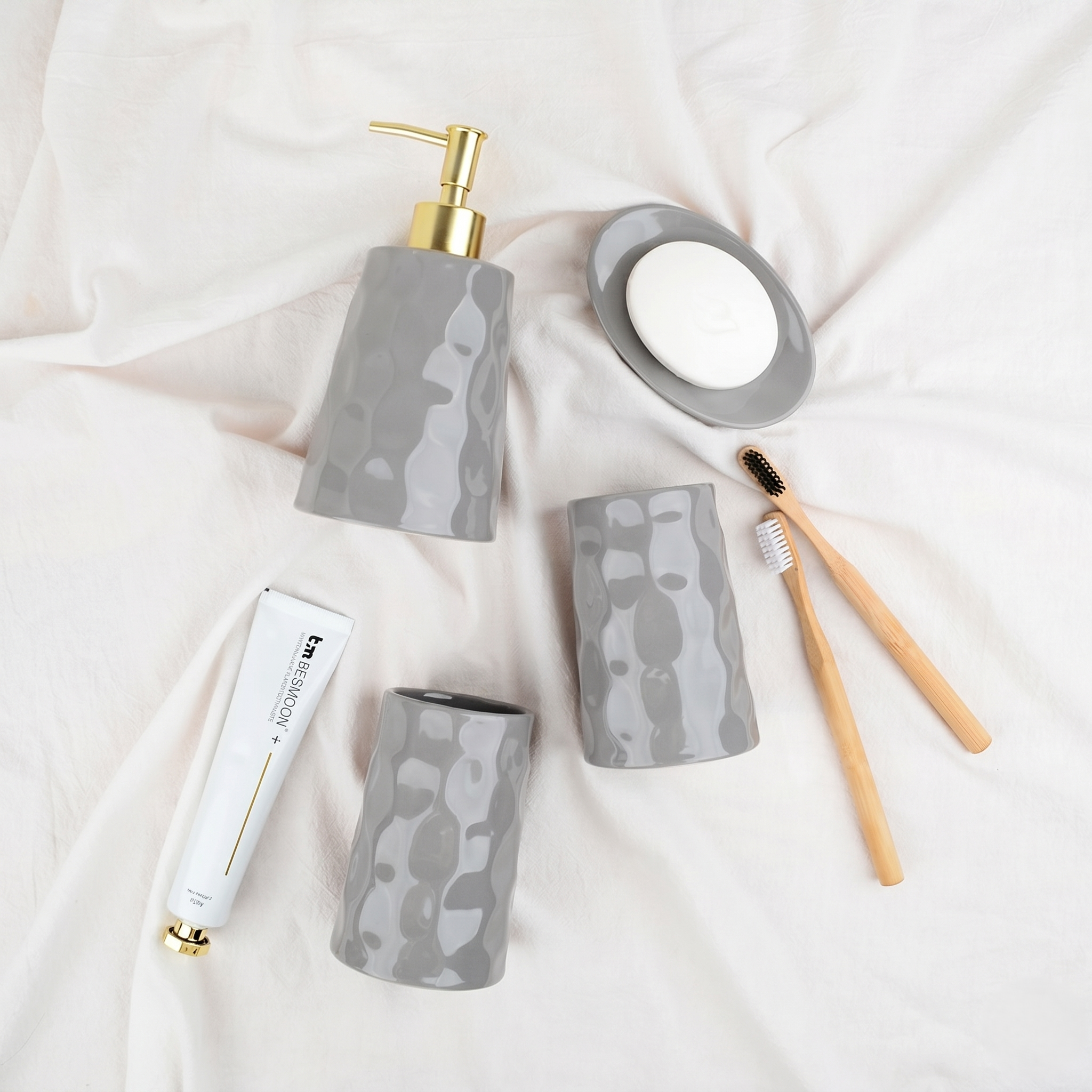 BosilunLife Bring Nature Inside Liquid Bathroom Set 4-Piece Recycled Eco-Clay