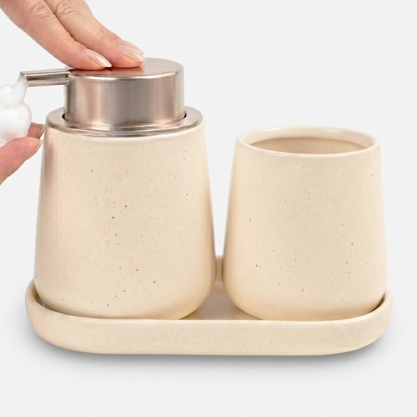 BosilunLife Modern Foaming Bathroom Set 3‑Piece Recycled Eco‑Clay