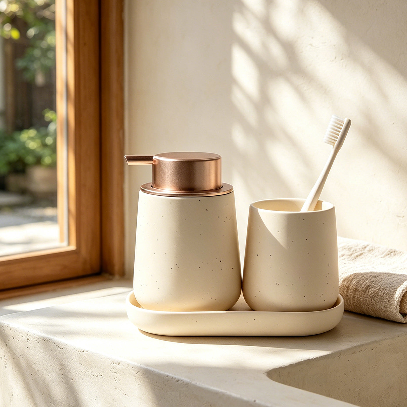 BosilunLife Modern Foaming Bathroom Set 3‑Piece Recycled Eco‑Clay