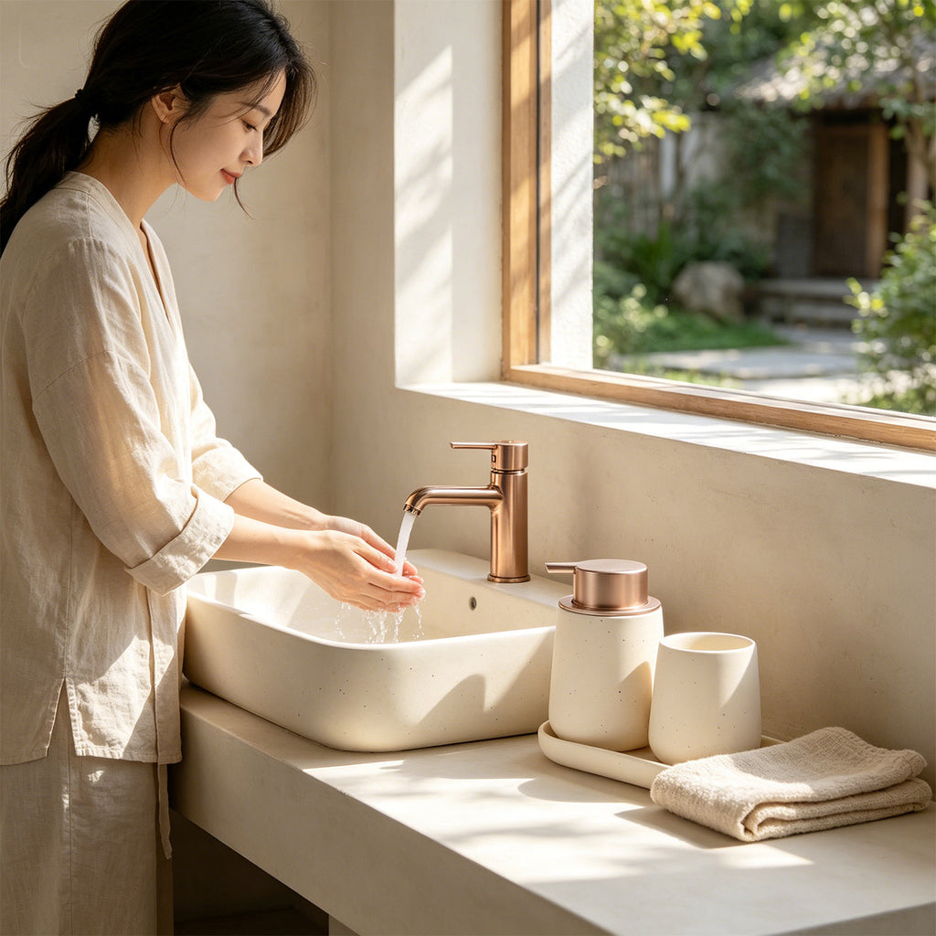 BosilunLife Modern Foaming Bathroom Set 3‑Piece Recycled Eco‑Clay