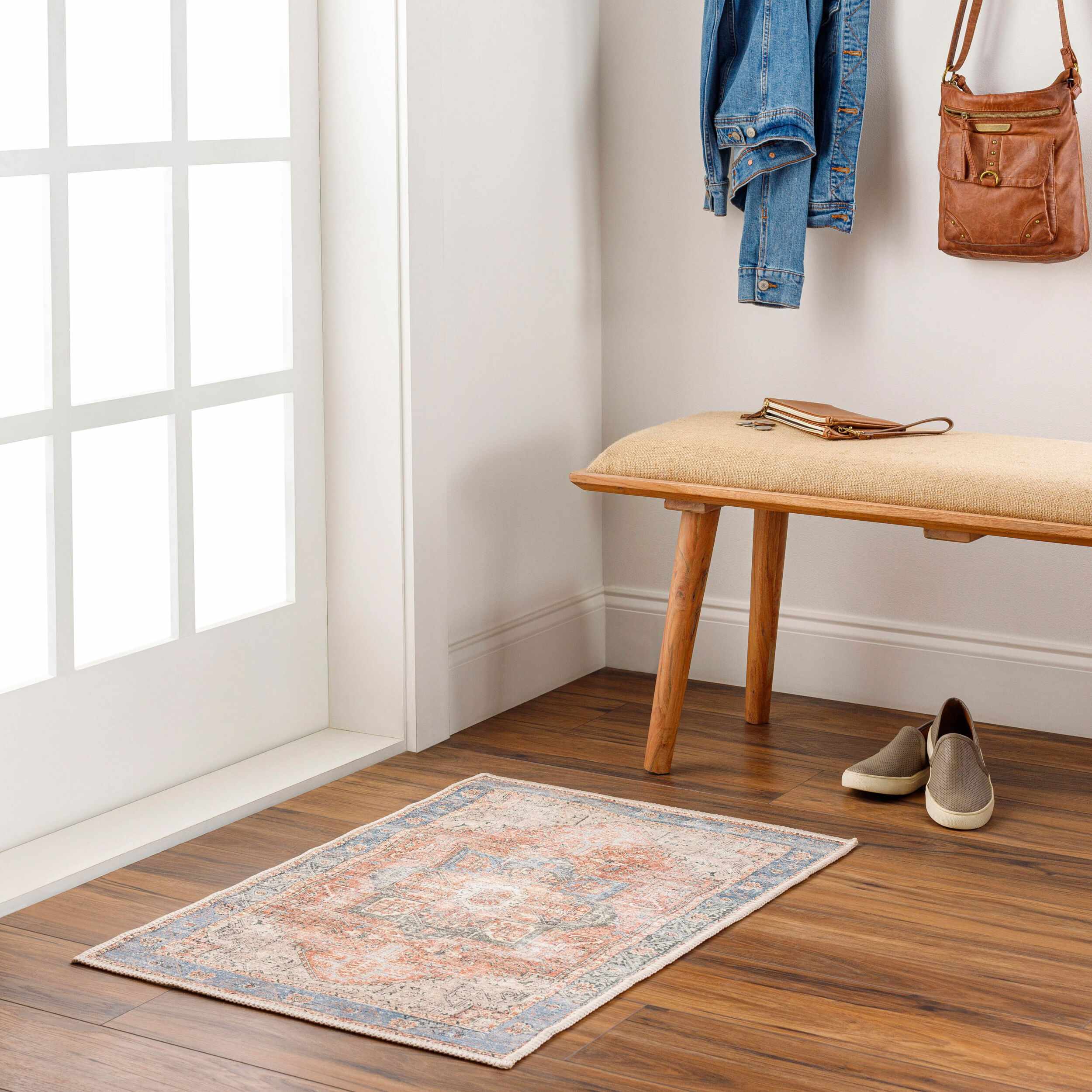 Rosman Distressed Washable Area Rug