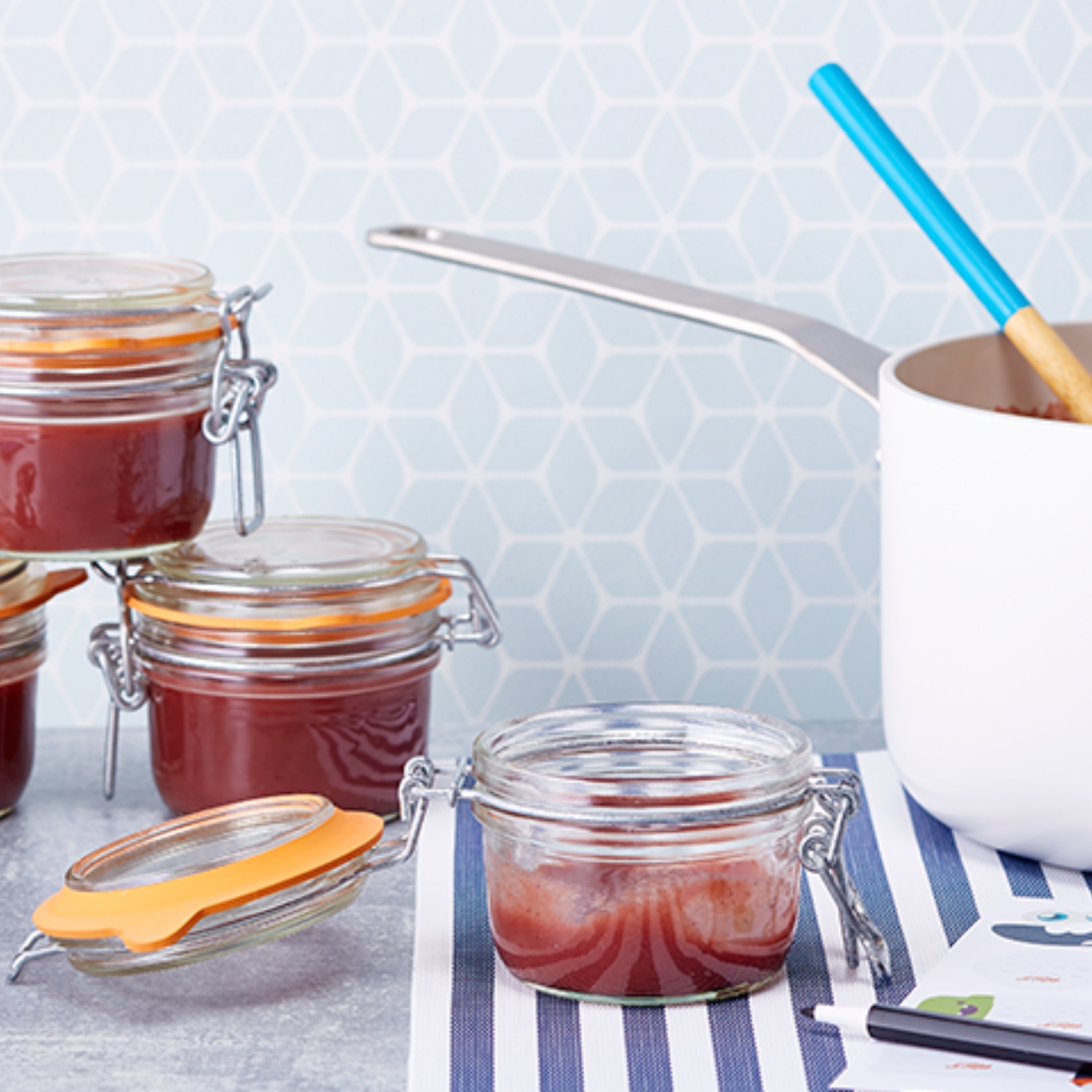 Le Parfait Super Terrines, French Glass Canning Jars with Wire-Bail Clamp Lid