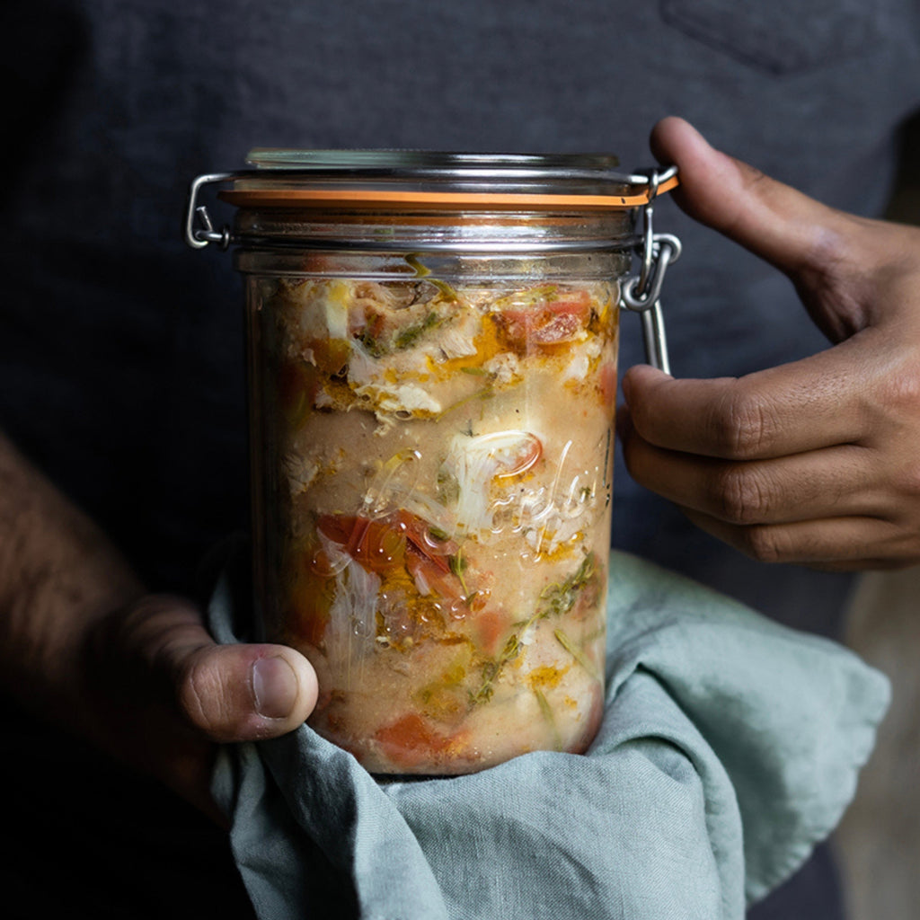 Le Parfait Super Terrines, French Glass Canning Jars with Wire-Bail Clamp Lid
