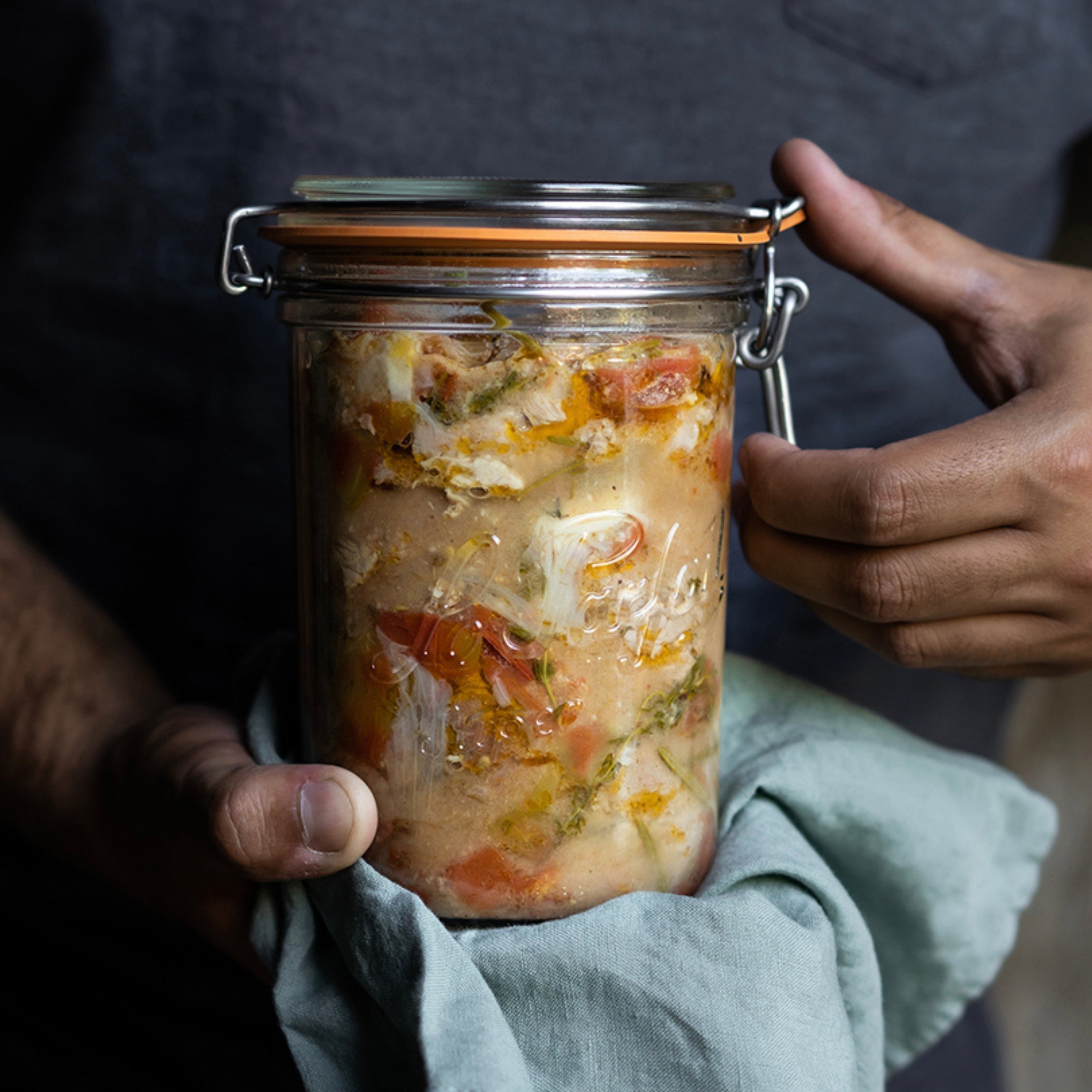 Le Parfait Super Terrines, French Glass Canning Jars with Wire-Bail Clamp Lid